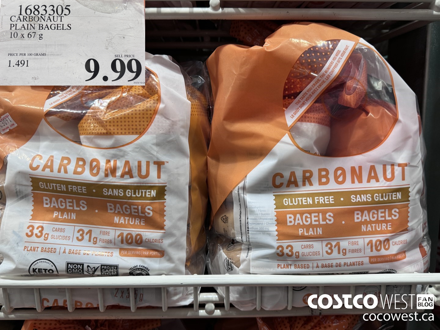 1683305 CARBONAUT PLAIN BAGELS 10 X 67 G $9.99