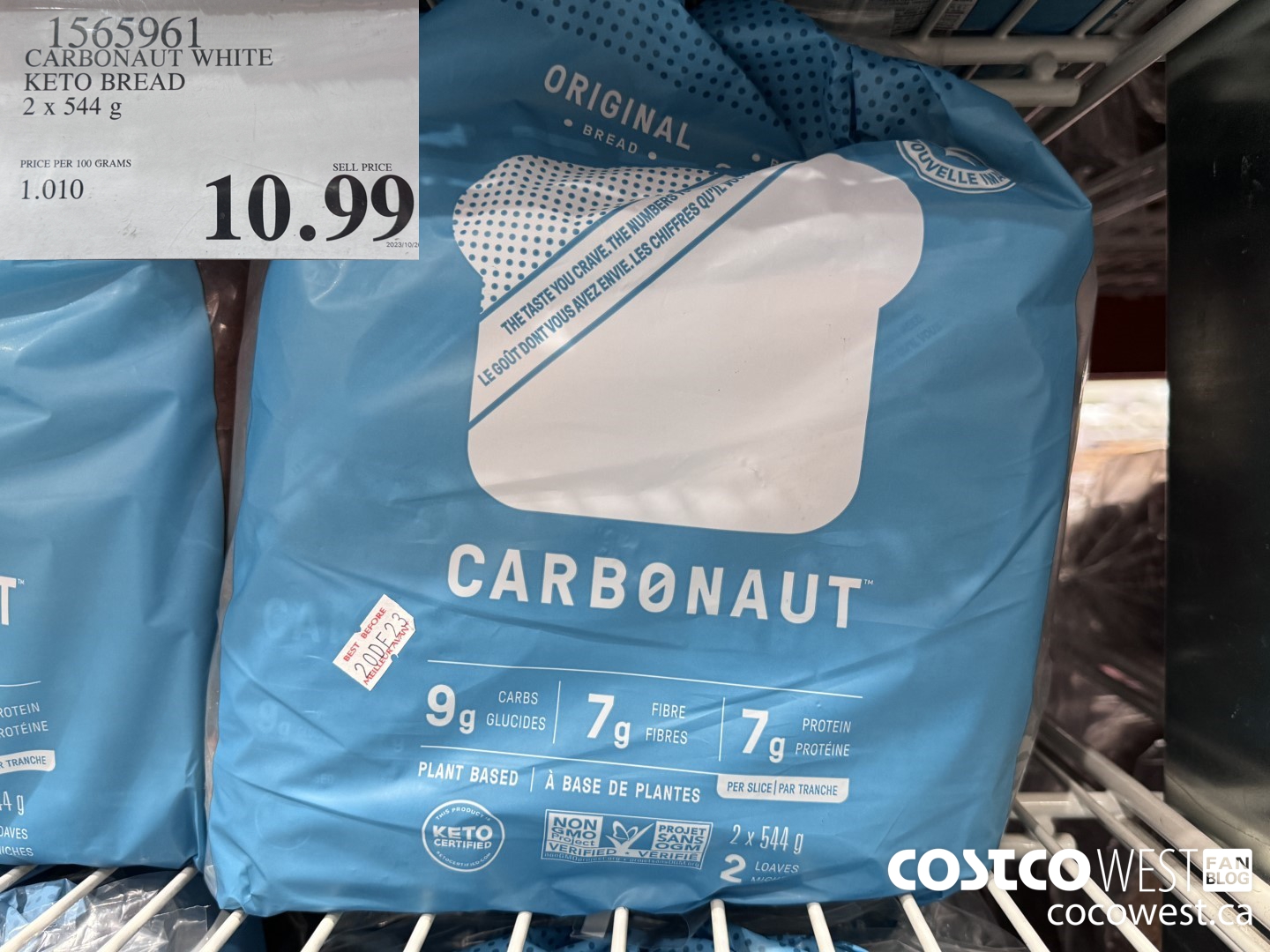 1565961 CARBONAUT WHITE KETO BREAD 2 x 544 g $10.99