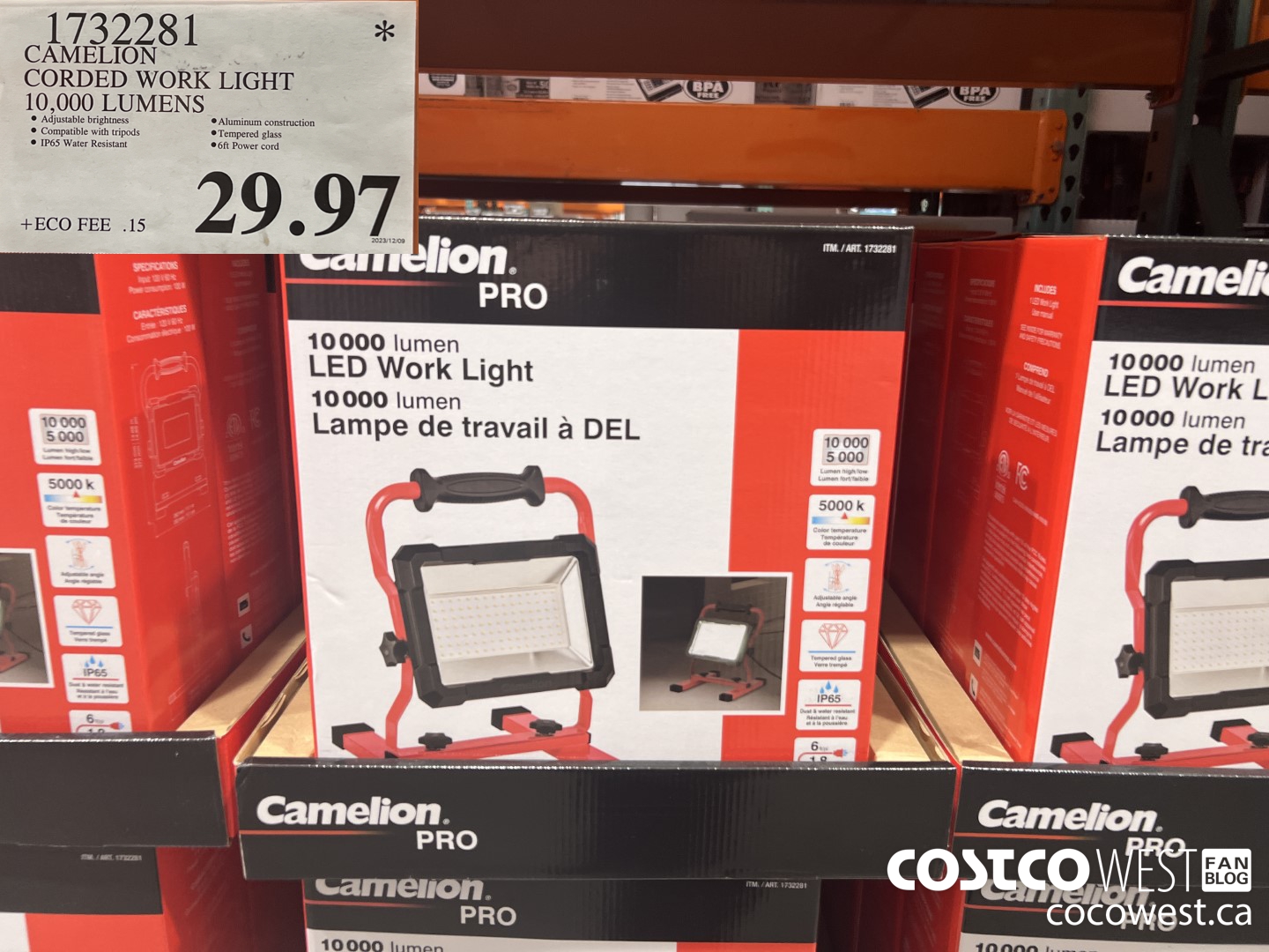 1732281 CARMELION CORDED WORK LIGHT 10,000 LUMENS $29.97