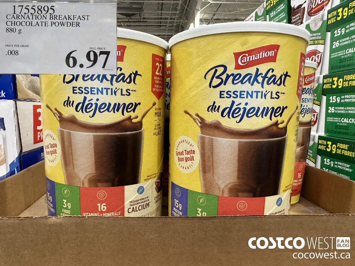 1755895 CARNATION BREAKFAST CHOCOLATE POWDER 880G $6.97