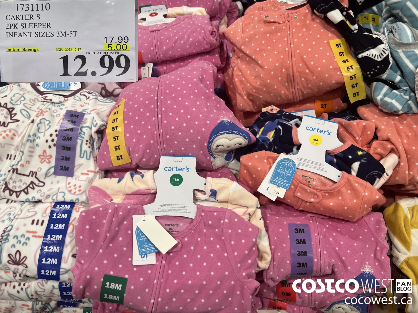 1731110 CARTER'S 2PK SLEEPER INFANT SIZES 3M-5T ($5.00 INSTANT SAVINGS EXPIRES ON 2023-12-17) $12.99