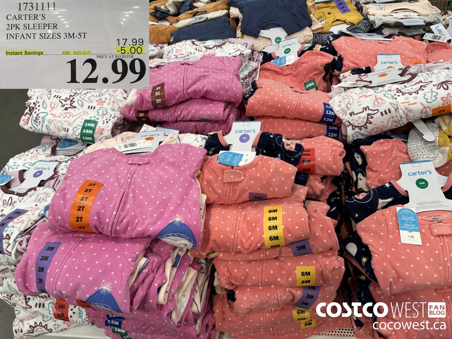 1731111 CARTER'S 2PK SLEEPER INFANT SIZES 3M-5T ($5.00 INSTANT SAVINGS EXPIRES ON 2023-12-17) $12.99