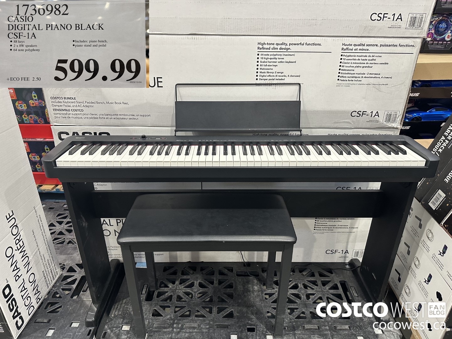 1736982 CASIO DIGITAL PIANO BLACK CSF-1A $599.99