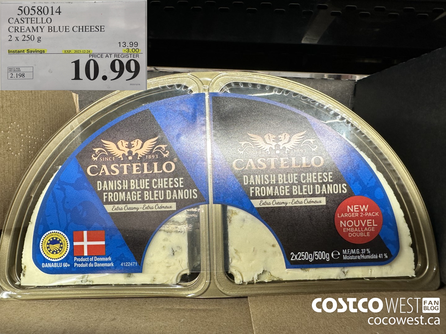 5058014 CASTELLO CREAMY BLUE CHEESE 2 x 250 g ($3.00 INSTANT SAVINGS EXPIRES ON 2023-12-24) $10.99