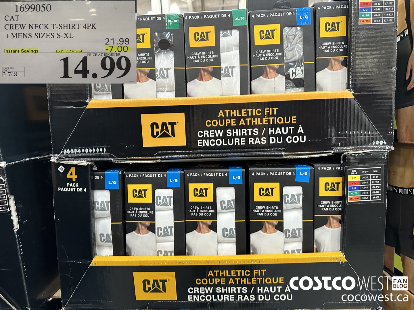 1699050 CAT CREW NECK T-SHIRT 4PK MENS SIZES S-XL ($7.00 INSTANT SAVINGS EXPIRES ON 2023-12-24) $14.99