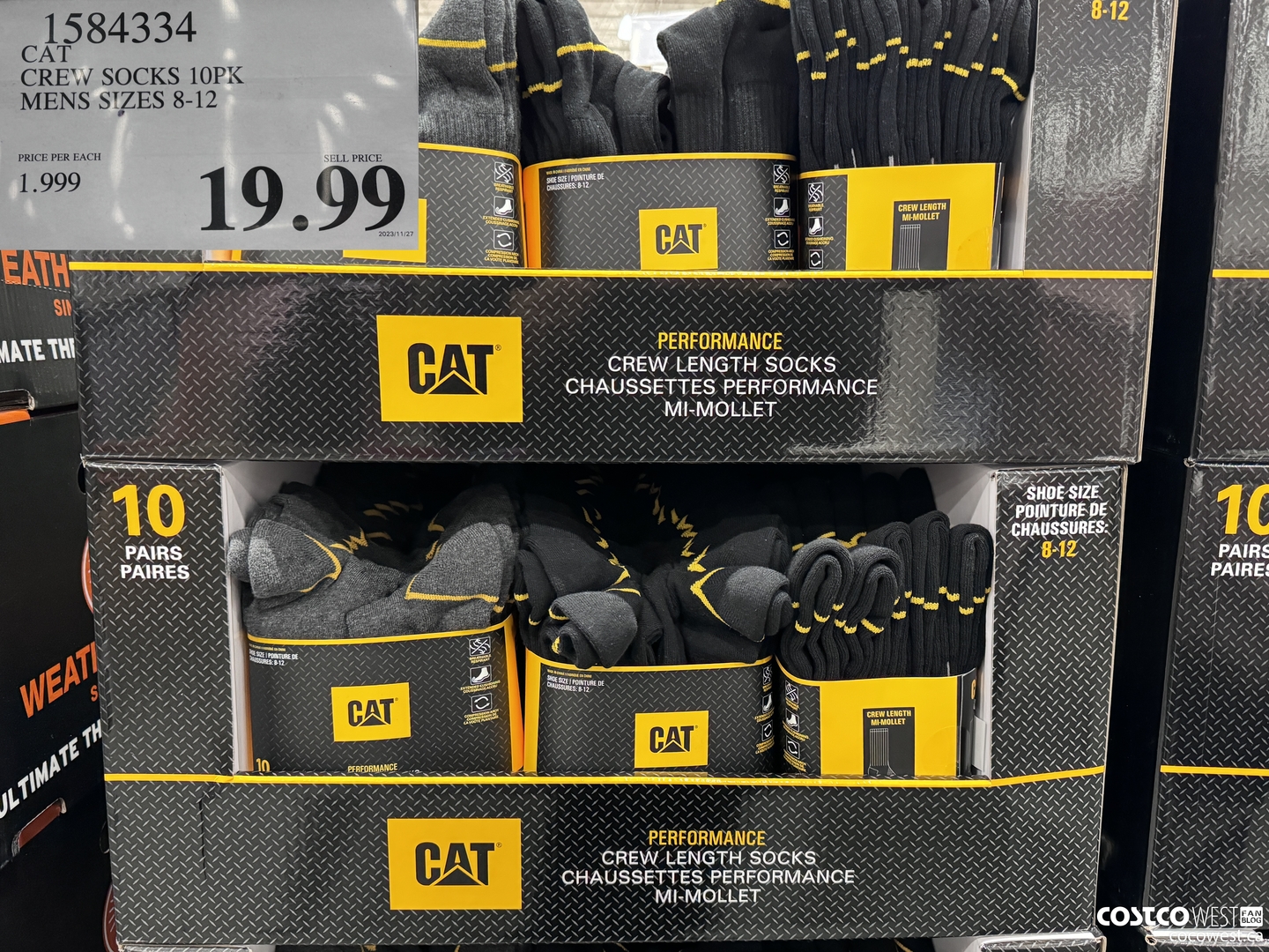 1584334 CAT CREW SOCKS 10PK MENS SIZES 8-12 $19.99