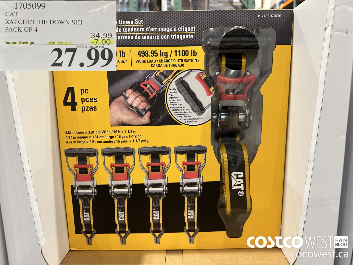 1705099 CAT RATCHET TIE DOWN SET PACK OF 4 ($7.00 INSTANT SAVINGS EXPIRES ON 2023-12-17) $27.99