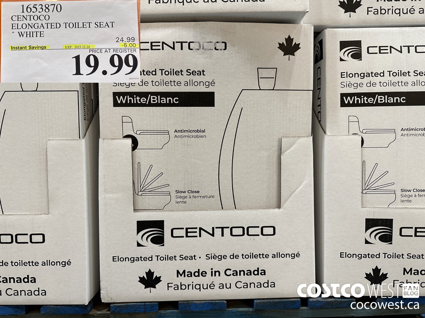 1653870 CENTOCO ELONGATED TOILET SEAT WHITE ($5.00 INSTANT SAVINGS EXPIRES ON 2023-12-24) $19.99