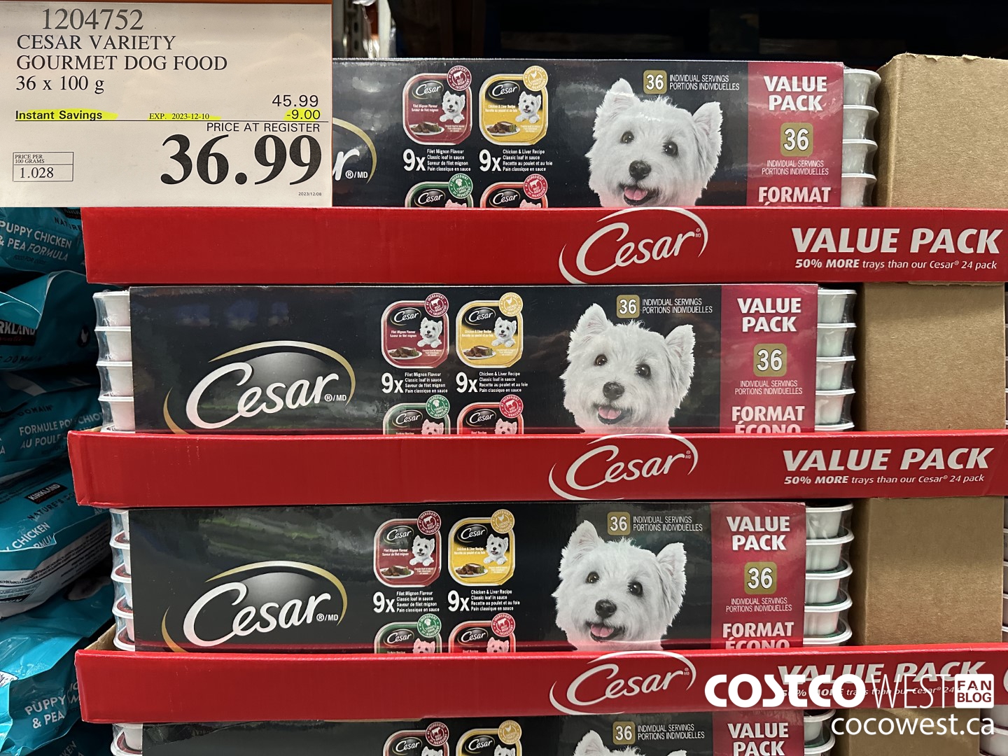 1204752 CESAR VARIETY GOURMET DOG FOOD 36 x 100 g ($9.00 INSTANT SAVINGS EXPIRES ON 2023-12-10) $36.99