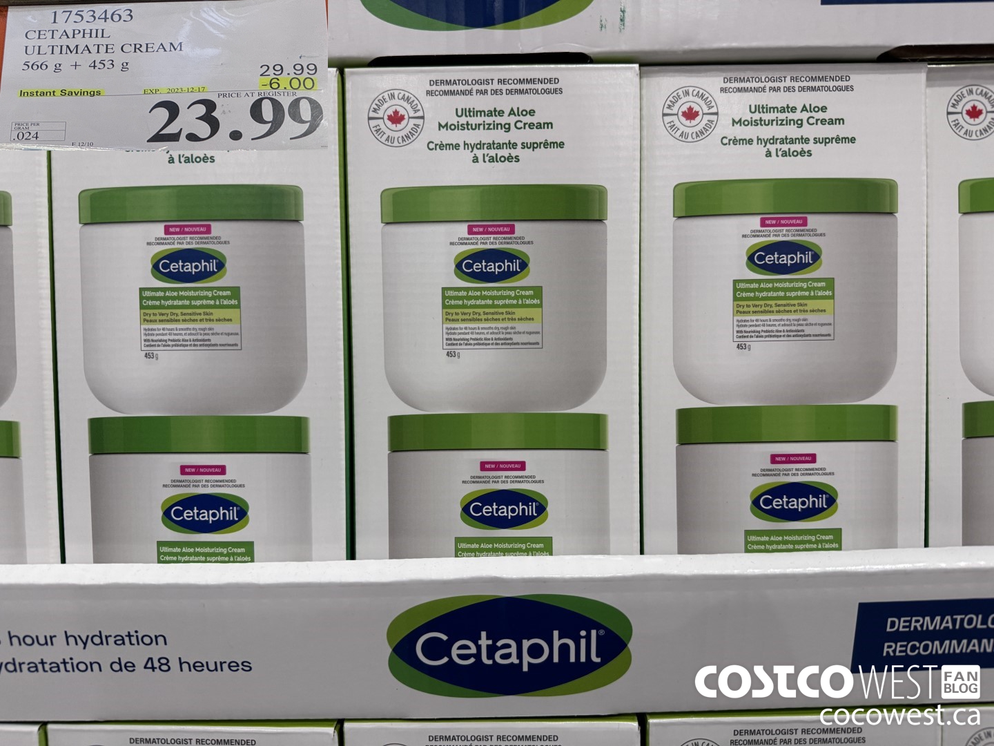 1753463 CETAPHIL ULTIMATE CREAM 566 G + 453 G ($6.00 INSTANT SAVINGS EXPIRES ON 2023-12-17) $23.99