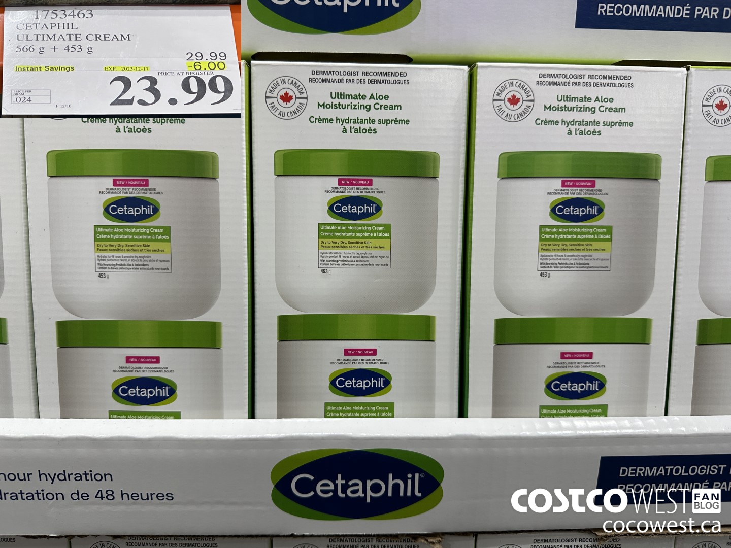 1753463 CETAPHIL ULTIMATE CREAM 566 G + 453 G ($6.00 INSTANT SAVINGS EXPIRES ON 2023-12-17) $23.99