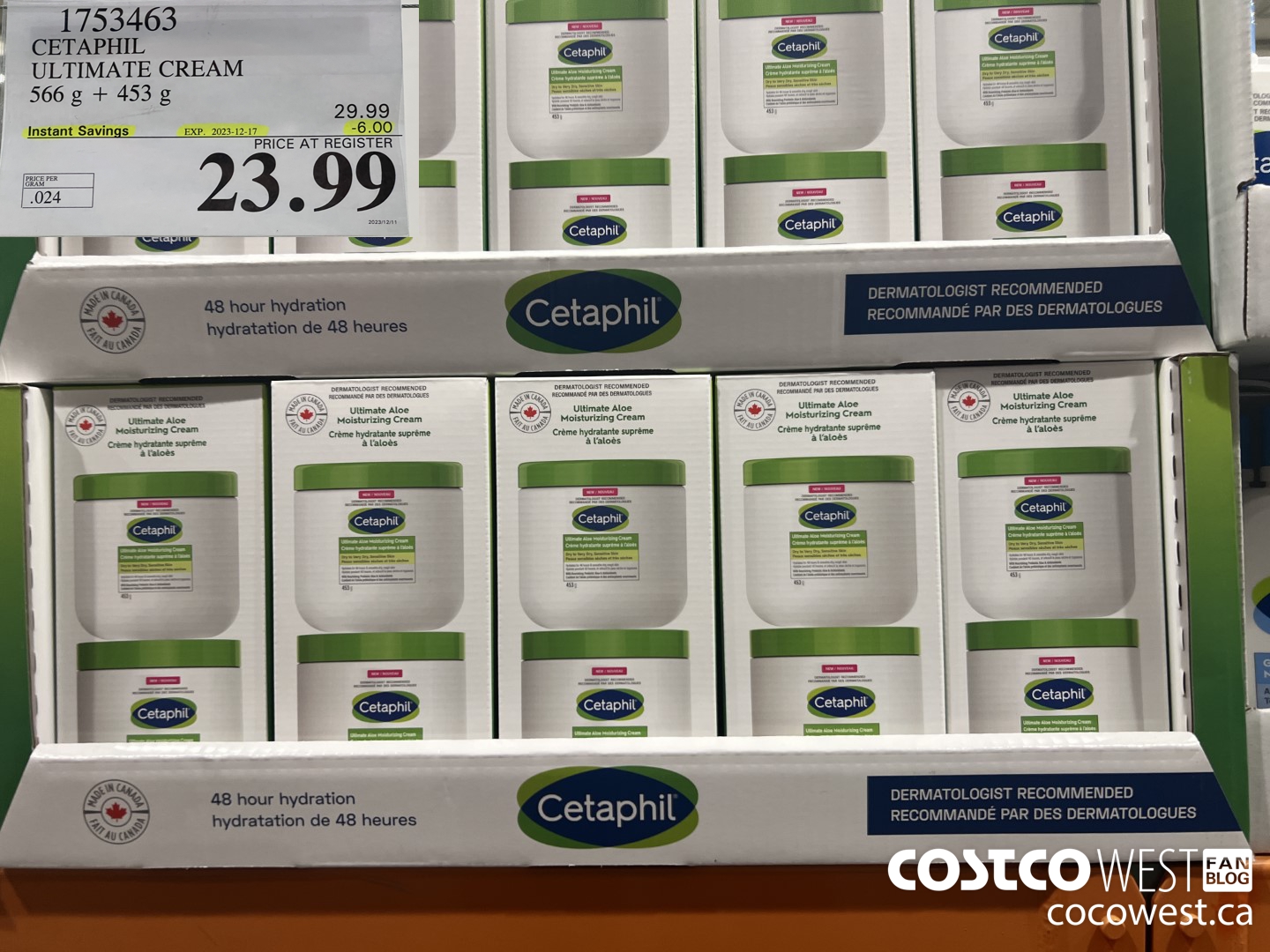1753463 CETAPHIL ULTIMATE CREAM 566 G + 453 G ($6.00 INSTANT SAVINGS EXPIRES ON 2023-12-17) $23.99