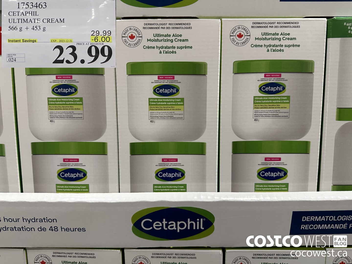 1753463 CETAPHIL ULTIMATE CREAM 566 G + 453 G ($6.00 INSTANT SAVINGS EXPIRES ON 2023-12-31) $23.99