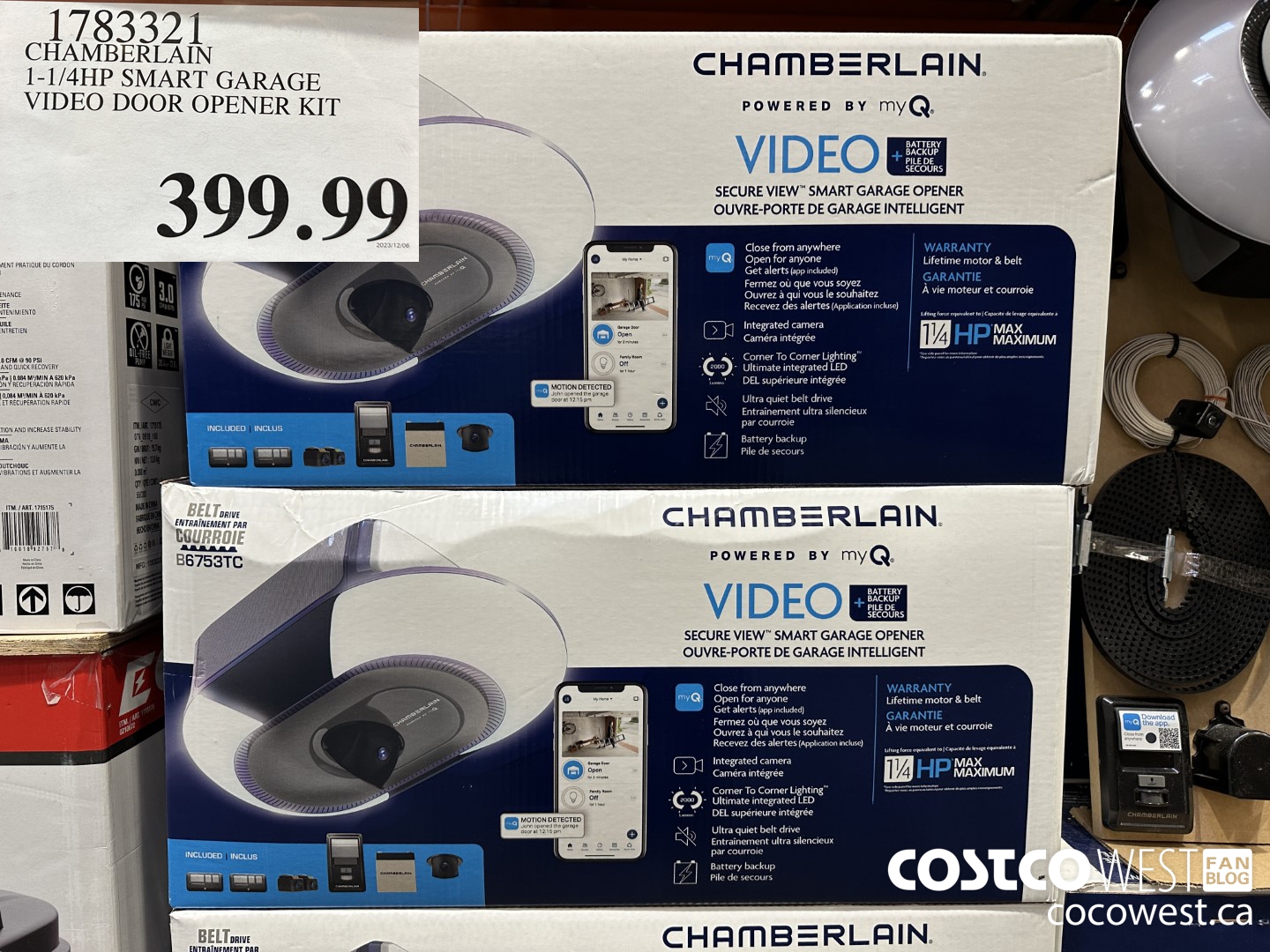 1783321 CHAMBERLAIN 1-1/4 HP SMART GARAGE VIDEO DOOR OPENER KIT $399.99