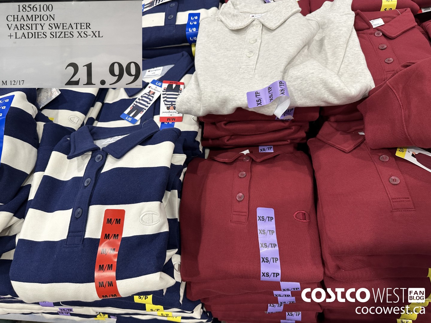 1856100 CHAMPION VARSITY SWEATER LADIES SIZES XS-XL $21.99