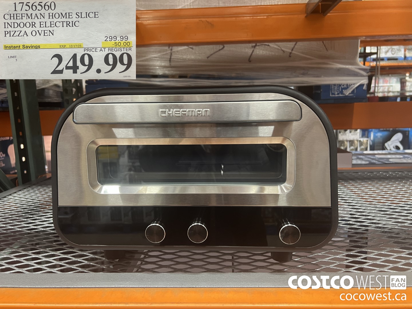 1756560 CHEFMAN HOME SLICE INDOOR ELECTRIC PIZZA OVEN ($50.00 INSTANT SAVINGS EXPIRES ON 2023-12-17) $249.99