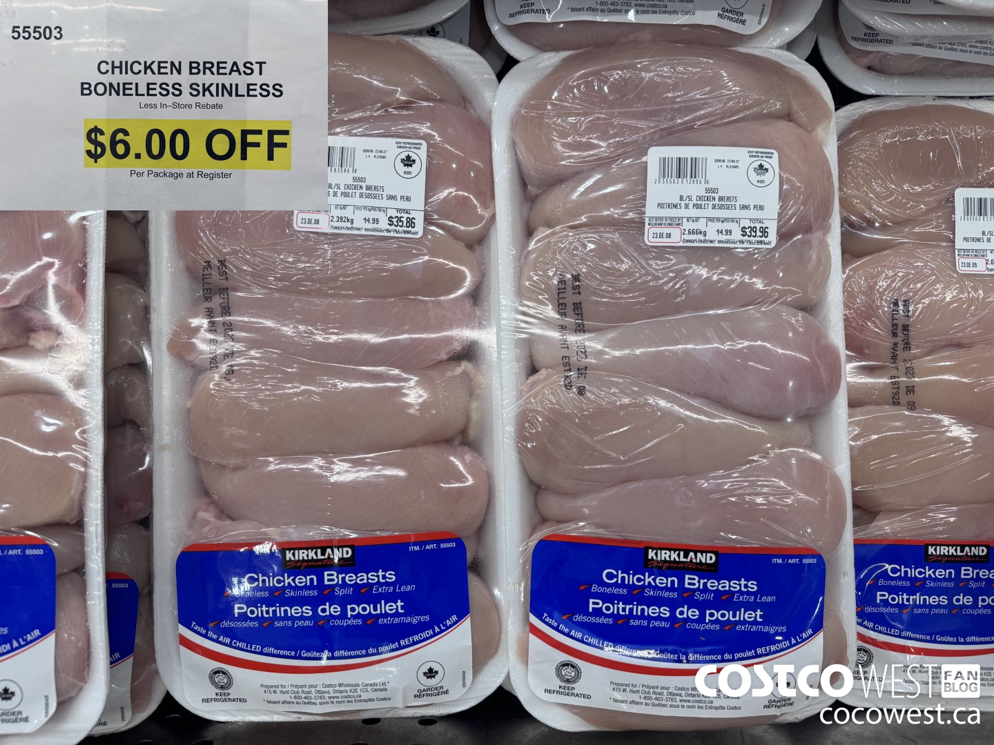 55503 CHICKEN BREAST BONELESS SKINLESS ($6.00 INSTANT SAVINGS)