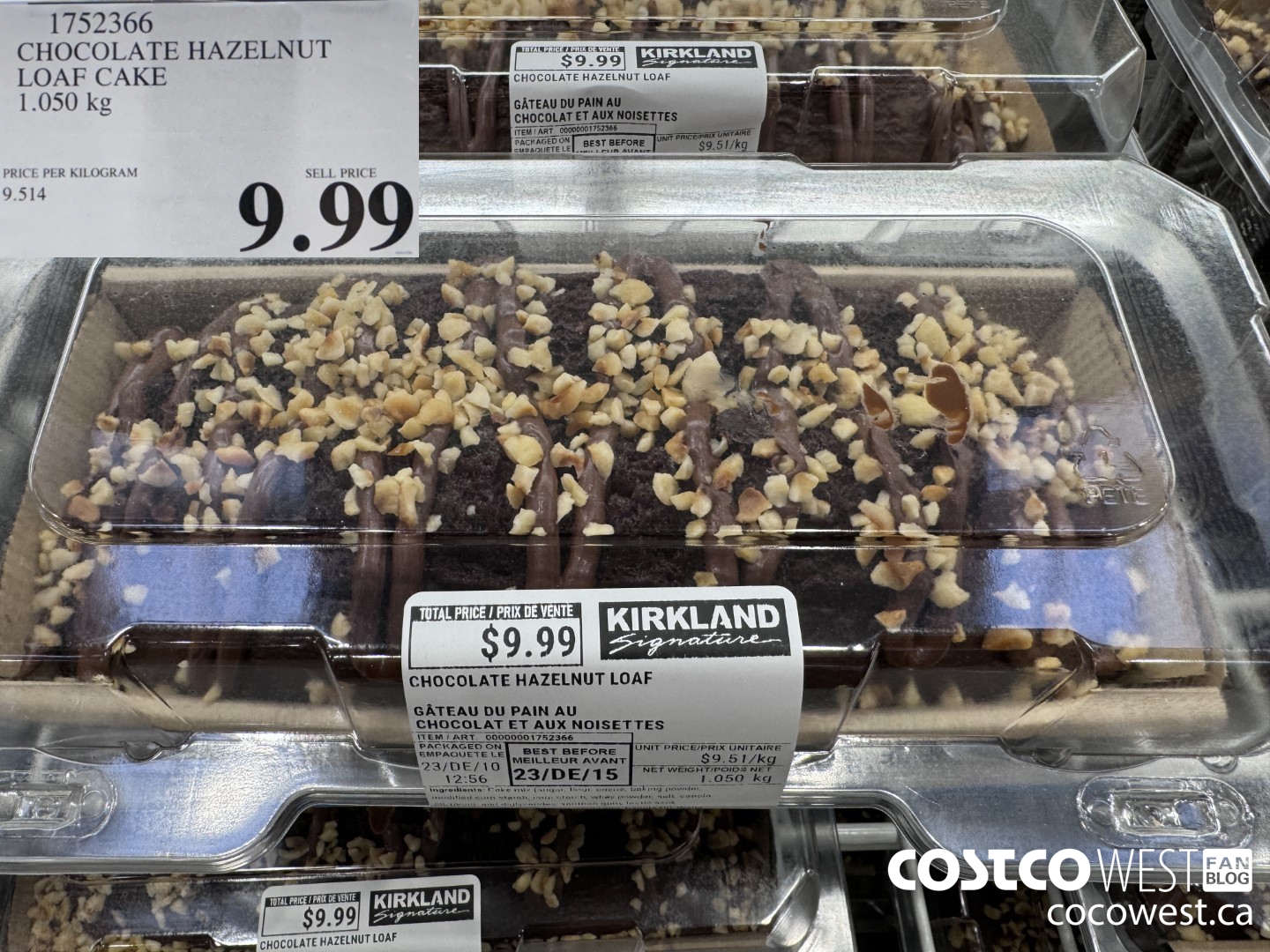 1752366 CHOCOLATE HAZELNUT LOAF CAKE 1.050 KG $9.99