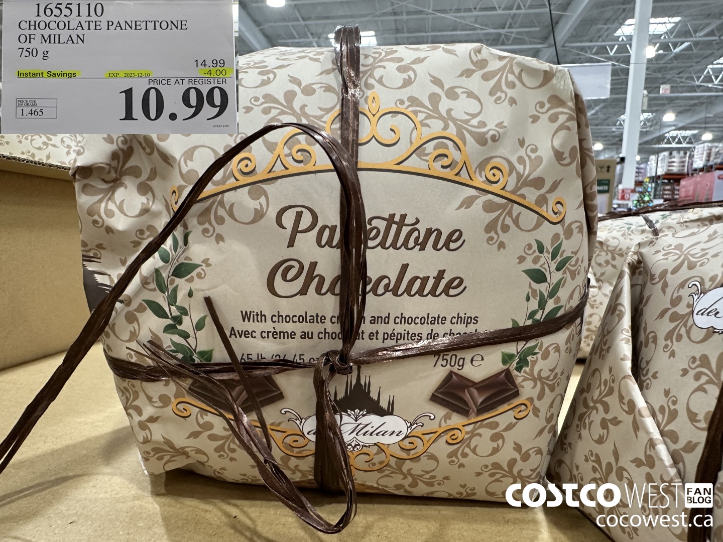 1655110 CHOCOLATE PANETTONE OF MILAN 750G ($4.00 INSTANT SAVINGS EXPIRES ON 2023-12-10) $10.99