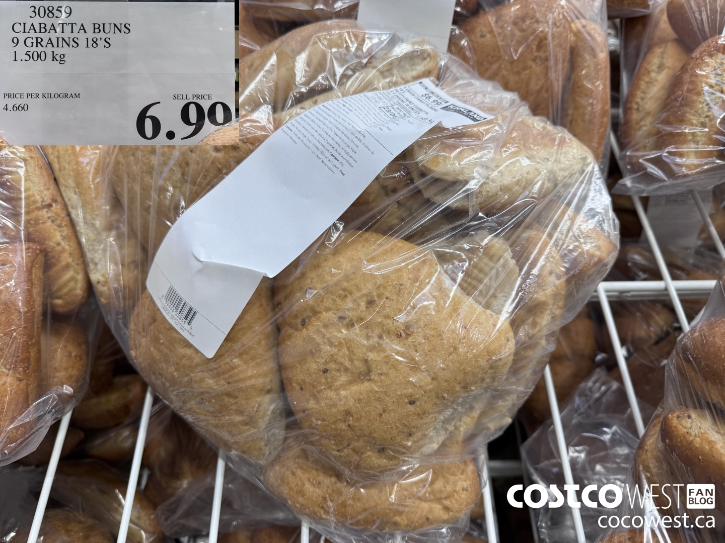 30859 CIABATTA BUNS 9 GRAINS 18'S 1.500 KG $6.99
