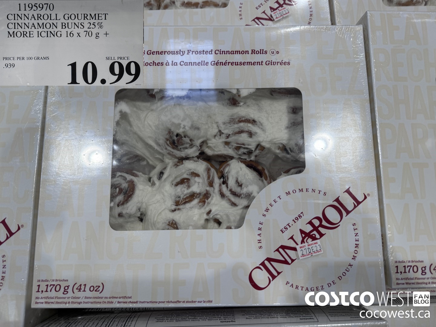 1195970 CINNAROLL GOURMET CINNAMON BUNS 25% MORE ICING 16 X 70G $10.99