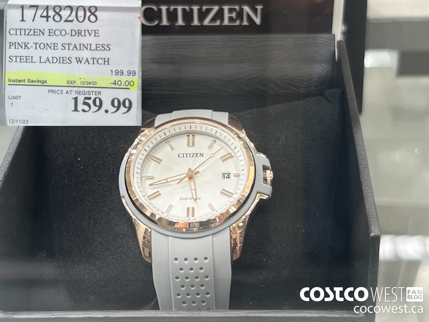 1748208 CITIZEN ECO-DRIVE PINK-TONE STAINLESS STEEL LADIES WATCH ($40.00 INSTANT SAVINGS EXPIRES ON 2023-12-24) $159.99