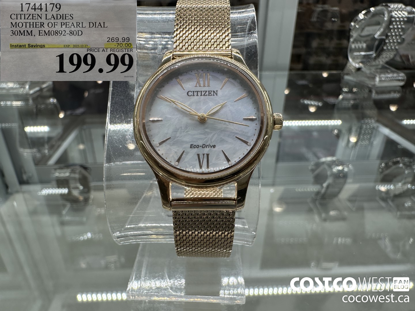 1744179 CITIZEN LADIES MOTHER OF PEARL DIAL 30MM, EM0892-80D ($70.00 INSTANT SAVINGS EXPIRES ON 2023-12-17) $199.99