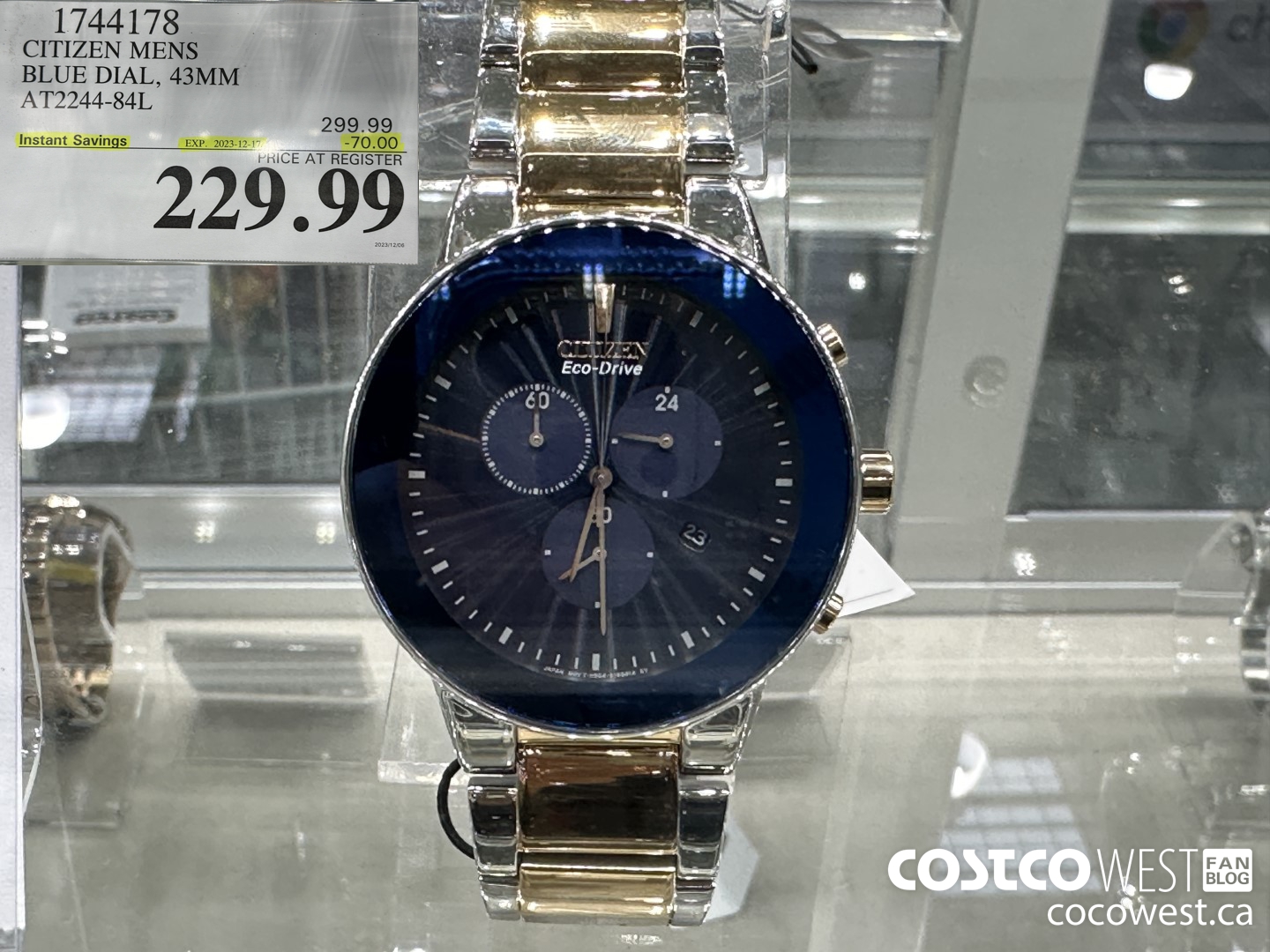 1744178 CITIZEN MENS BLUE DIAL, 43MM AT2244-84L ($70.00 INSTANT SAVINGS EXPIRES ON 2023-12-17) $229.99