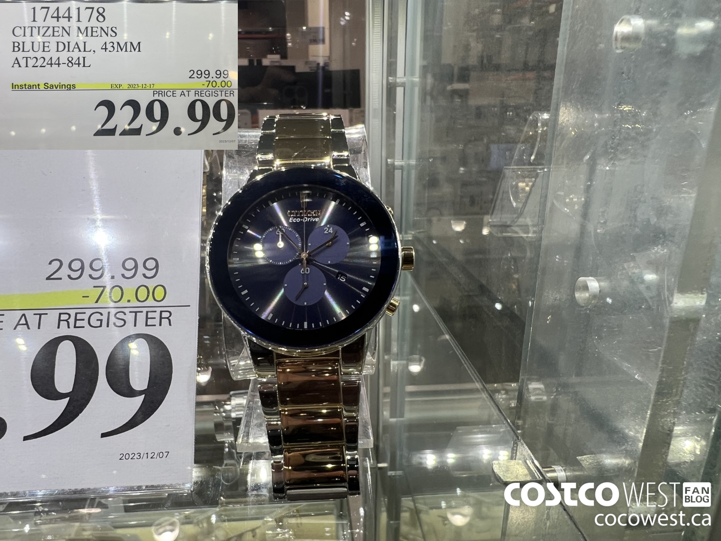 1744178 CITIZEN MENS BLUE DIAL, 43MM AT2244-84L ($70.00 INSTANT SAVINGS EXPIRES ON 2023-12-17) $229.99