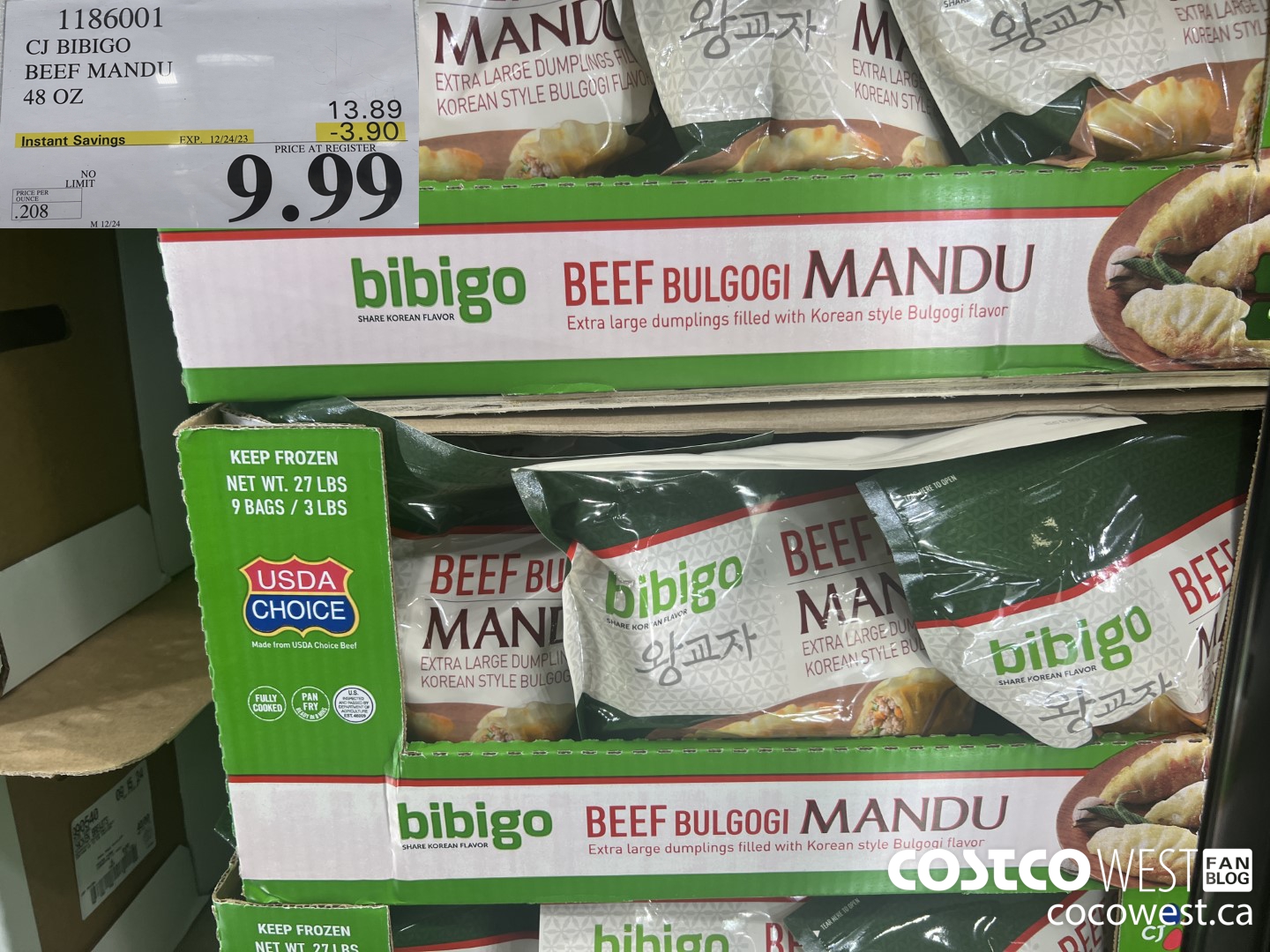 1186001 CJ BIBIGO BEEF MANDU 48 OZ ($3.90 INSTANT SAVINGS EXPIRES ON 2023-12-24) $9.99