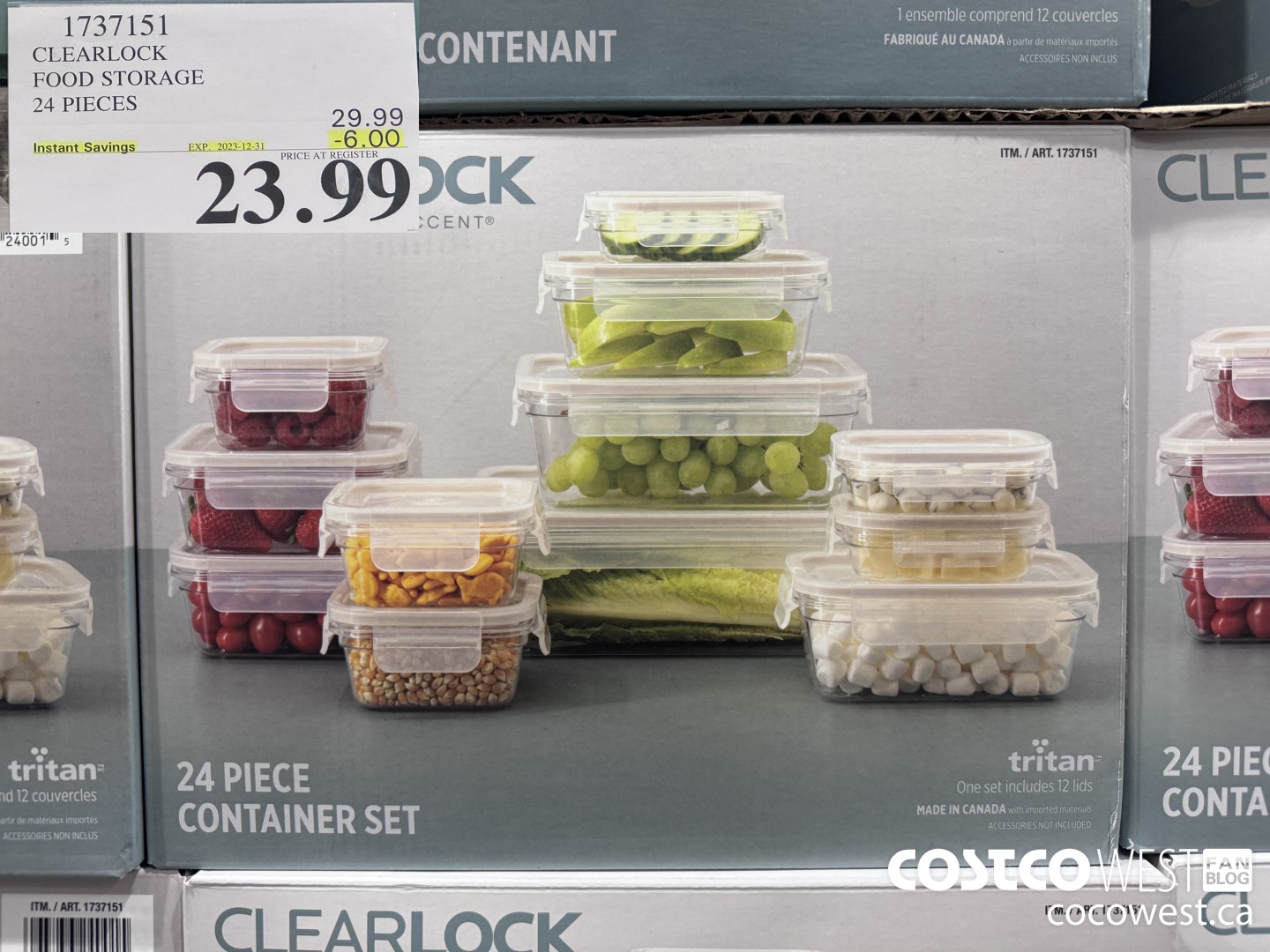1737151 CLEARLOCK FOOD STORAGE 24 PIECES ($6.00 INSTANT SAVINGS EXPIRES ON 2023-12-31) $23.99