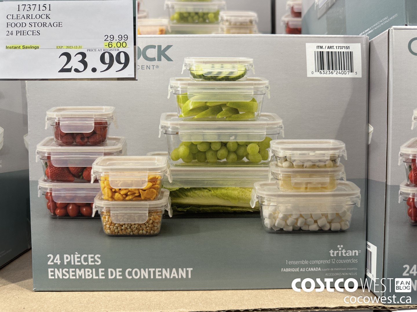 1737151 CLEARLOCK FOOD STORAGE 24 PIECES ($6.00 INSTANT SAVINGS EXPIRES ON 2023-12-31) $23.99
