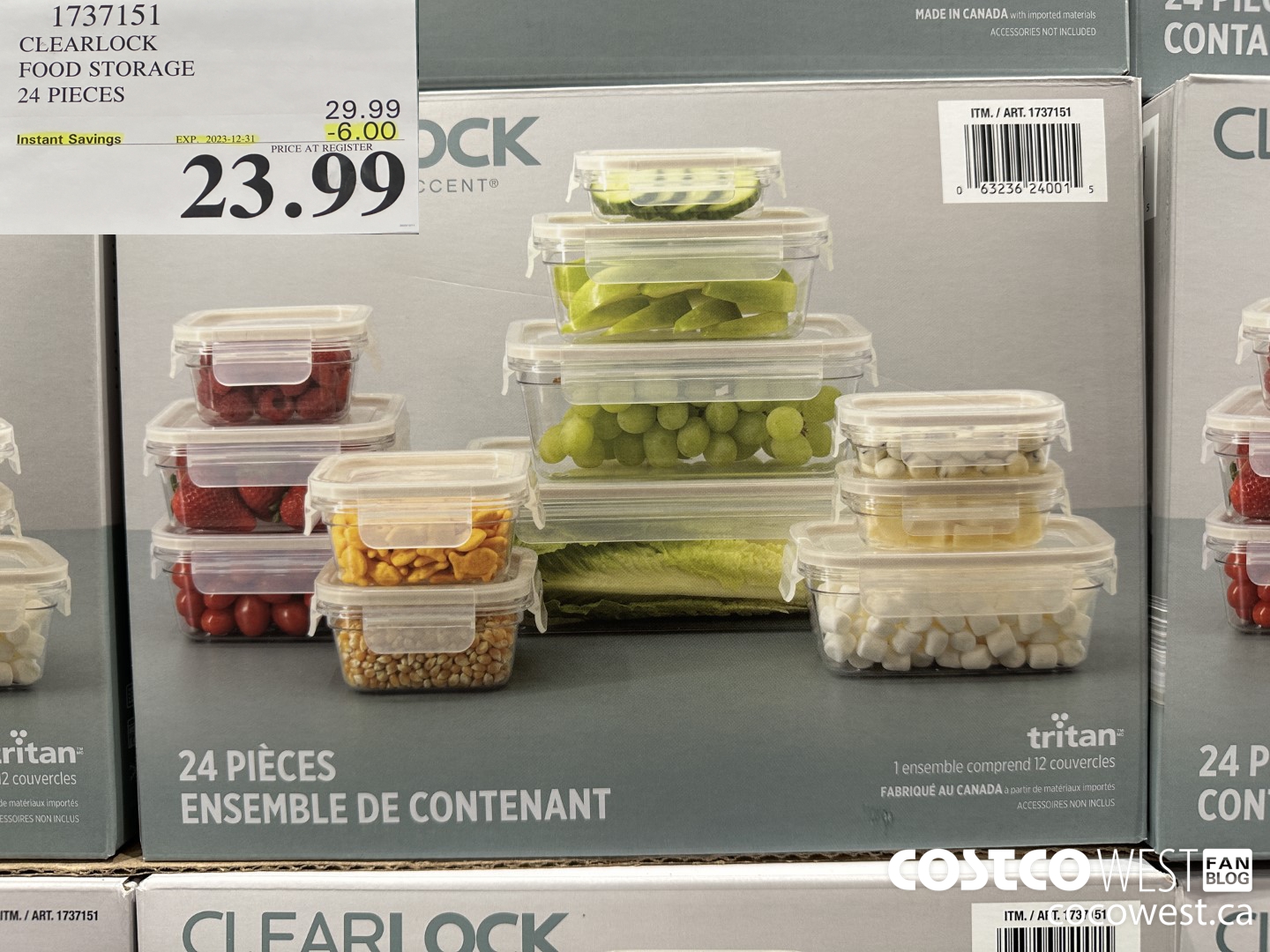 1737151 CLEARLOCK FOOD STORAGE 24 PIECES ($6.00 INSTANT SAVINGS EXPIRES ON 2023-12-31) $23.99