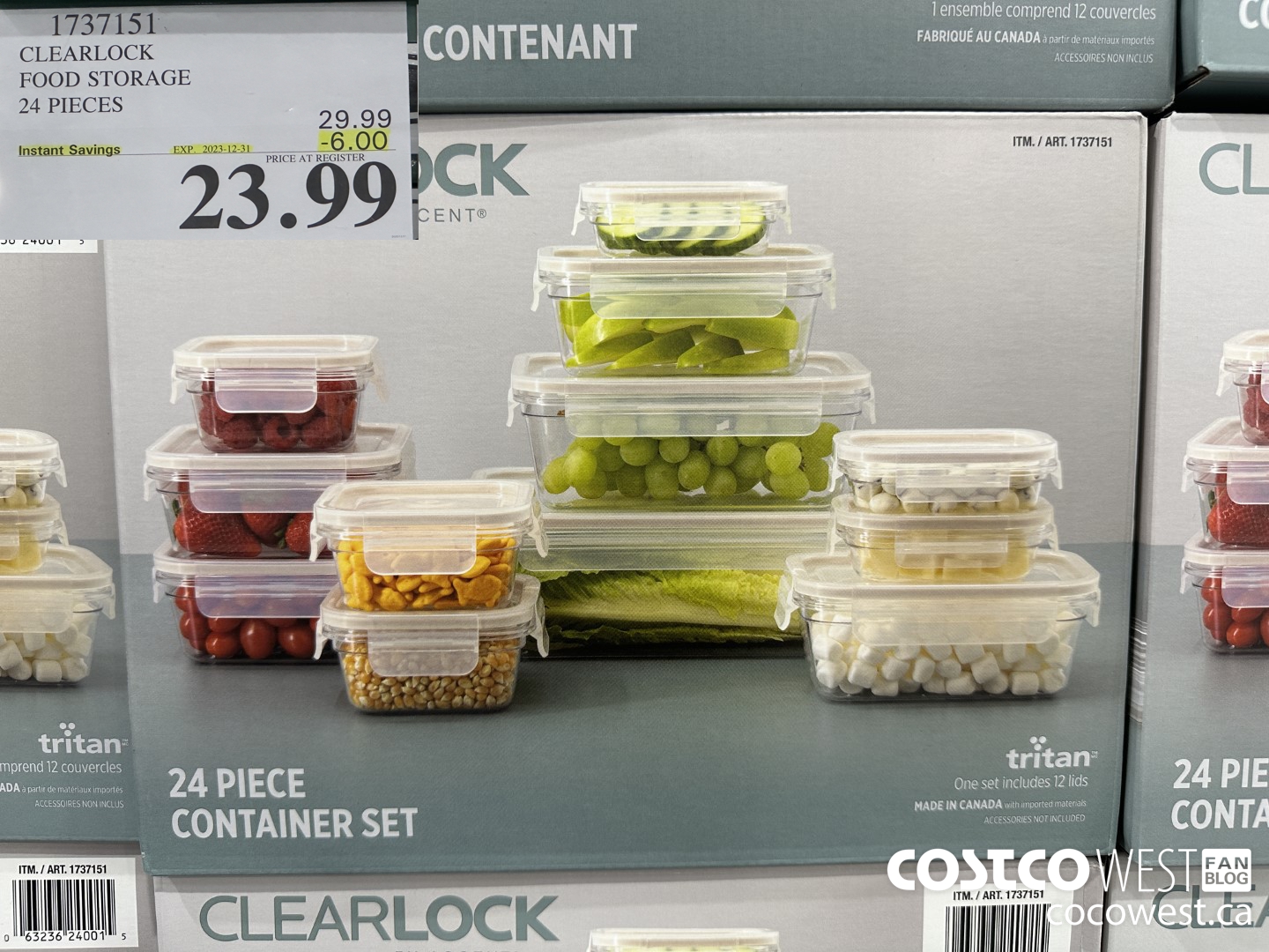 1737151 CLEARLOCK FOOD STORAGE 24 PIECES ($6.00 INSTANT SAVINGS EXPIRES ON 2023-12-31) $23.99