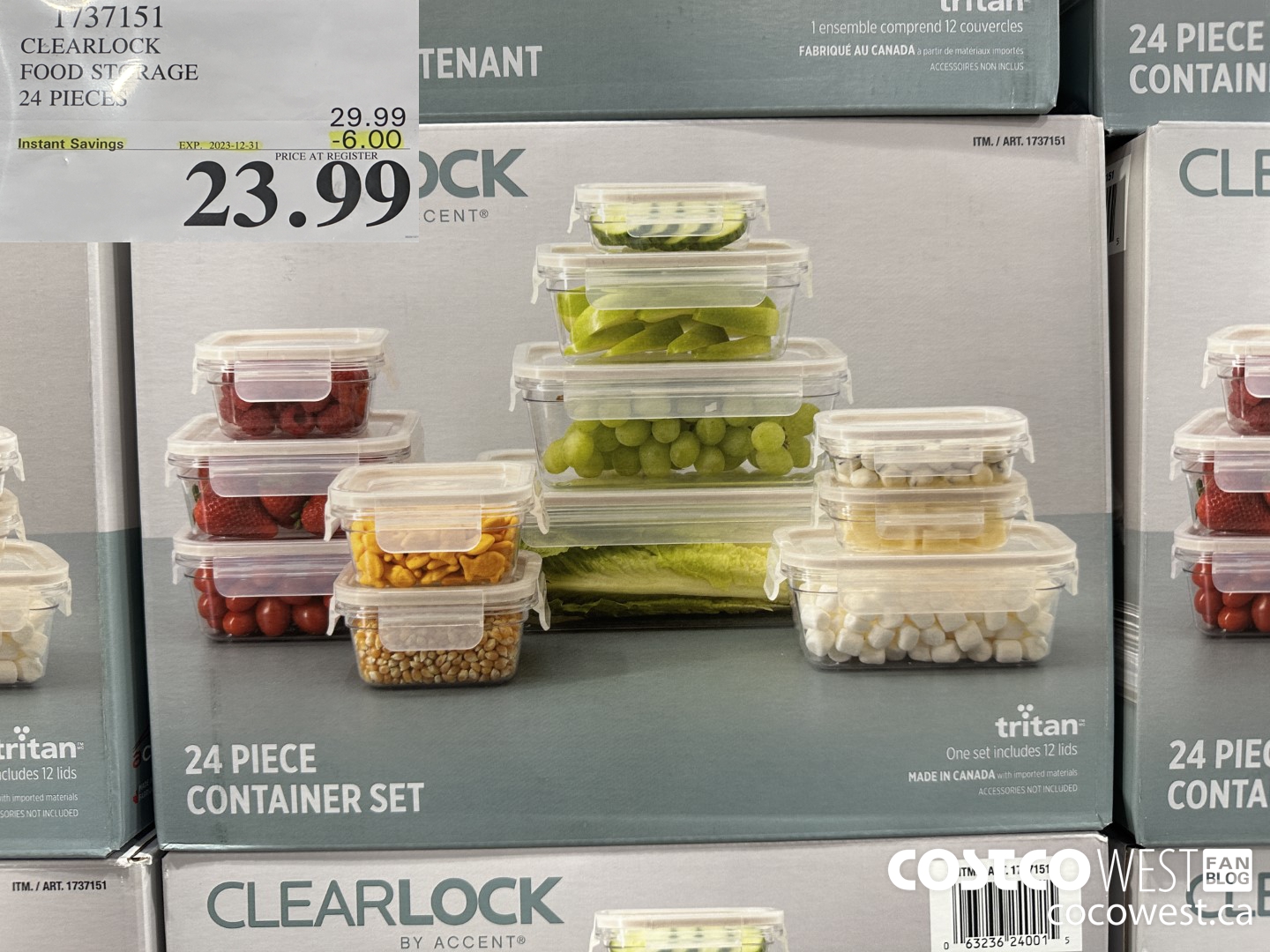 1737151 CLEARLOCK FOOD STORAGE 24 PIECES ($6.00 INSTANT SAVINGS EXPIRES ON 2023-12-31) $23.99