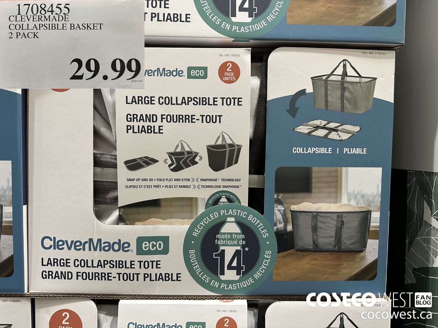 1708455 CLEVERMADE COLLAPSIBLE BASKET 2 PACK $29.99