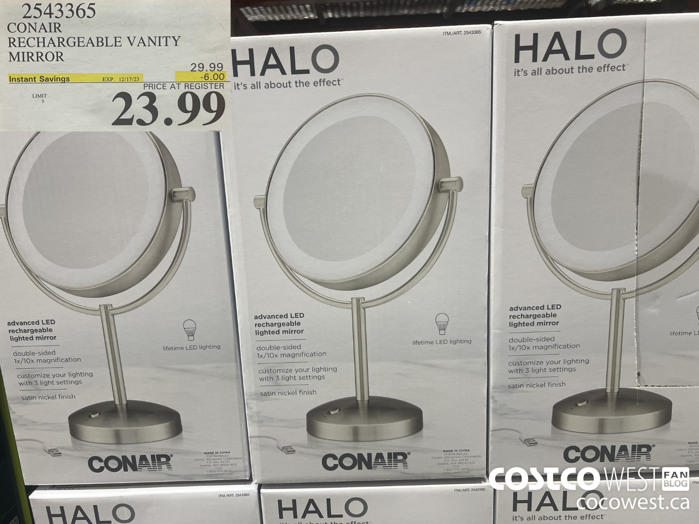 2543365 CONAIR RECHARGEABLE VANITY MIRROR ($6.00 INSTANT SAVINGS EXPIRES ON 2023-12-17) $23.99