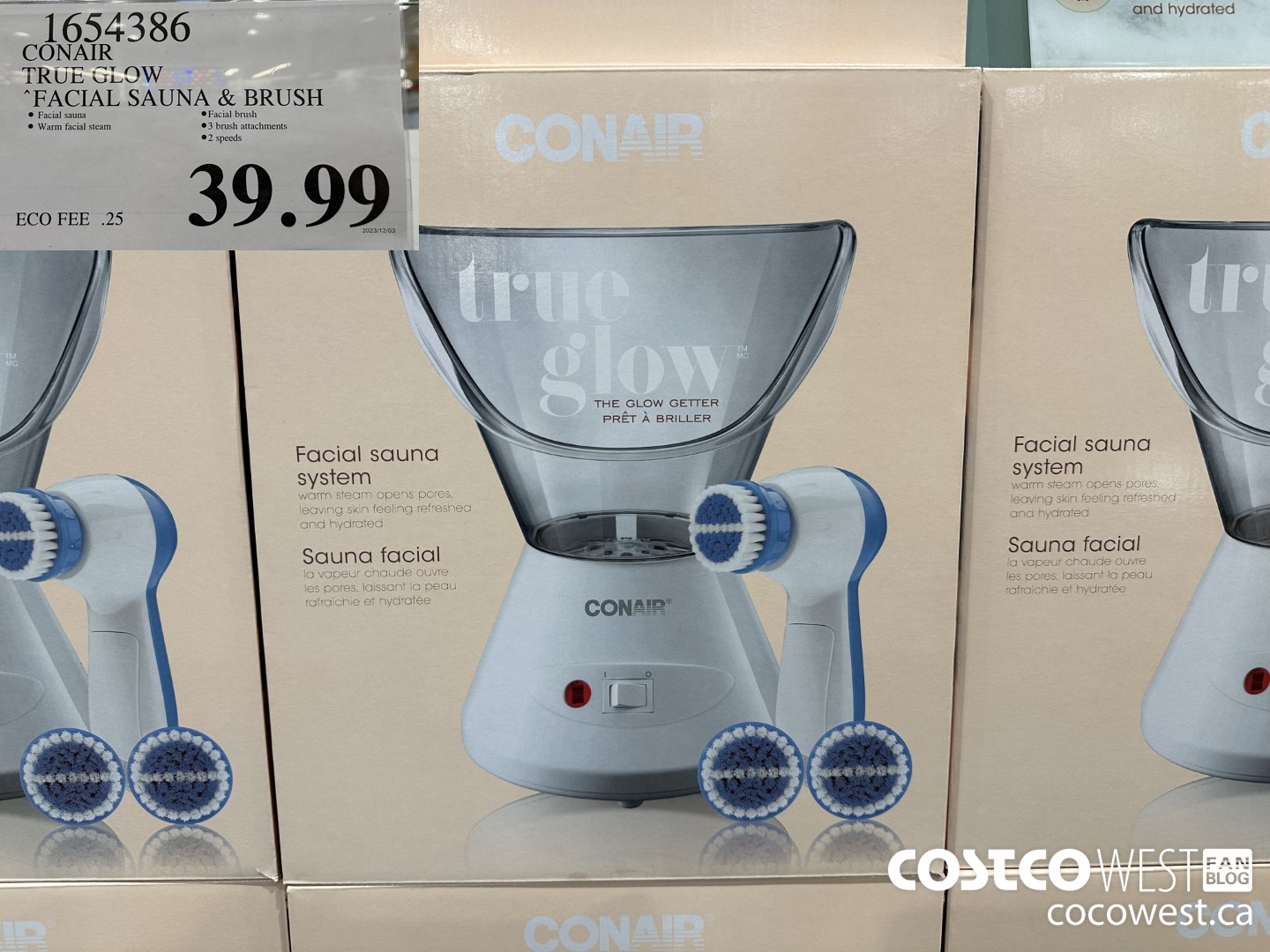 1654386 CONAIR TRUE GLOW FACIAL SAUNA FACIAL BRUSH $39.99