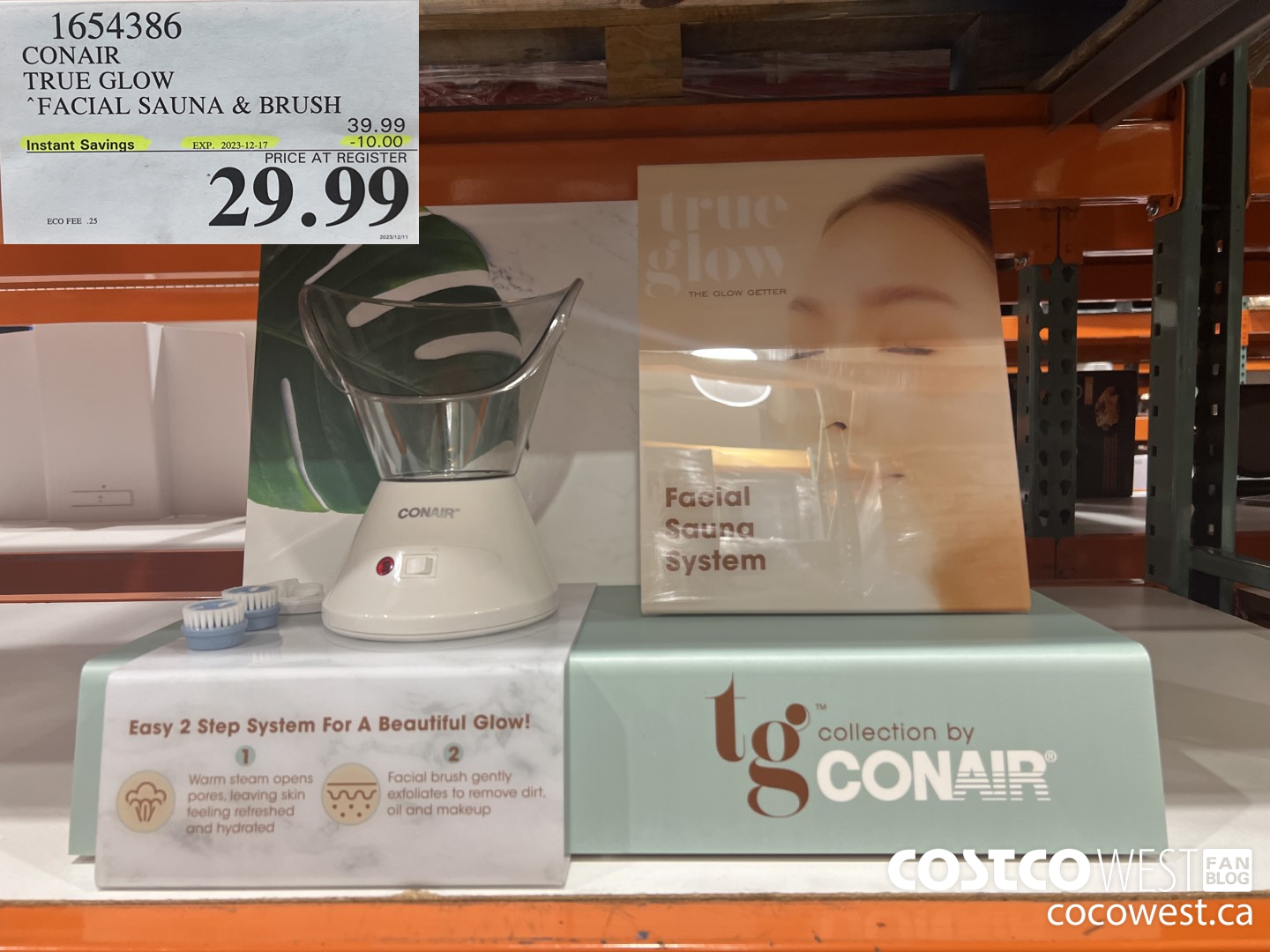 1654386 CONAIR TRUE GLOW FACIAL SAUNA FACIAL BRUSH ($10.00 INSTANT SAVINGS EXPIRES ON 2023-12-17) $29.99