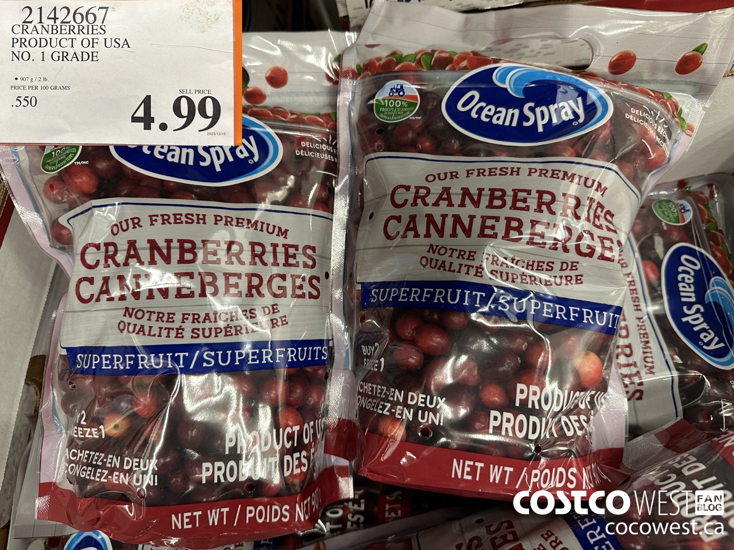 2142667 CRANBERRIES PRODUCT OF USA NO. 1 GRADE $4.99