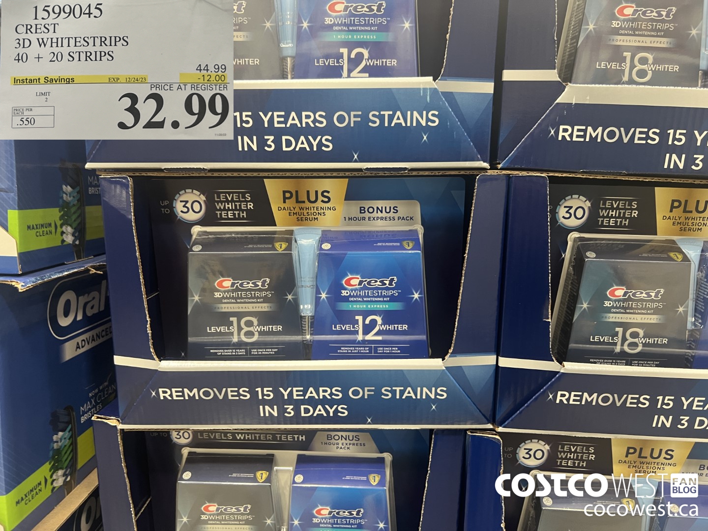 1599045 CREST 3D WHITESTRIPS 40 + 20 STRIPS ($12.00 INSTANT SAVINGS EXPIRES ON 2023-12-24) $32.99