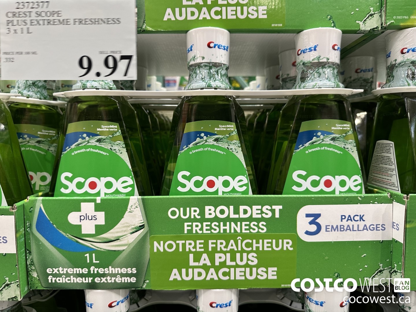 2372377 CREST SCOPE PLUS EXTREME FRESHNESS 3 X 1 L $9.97