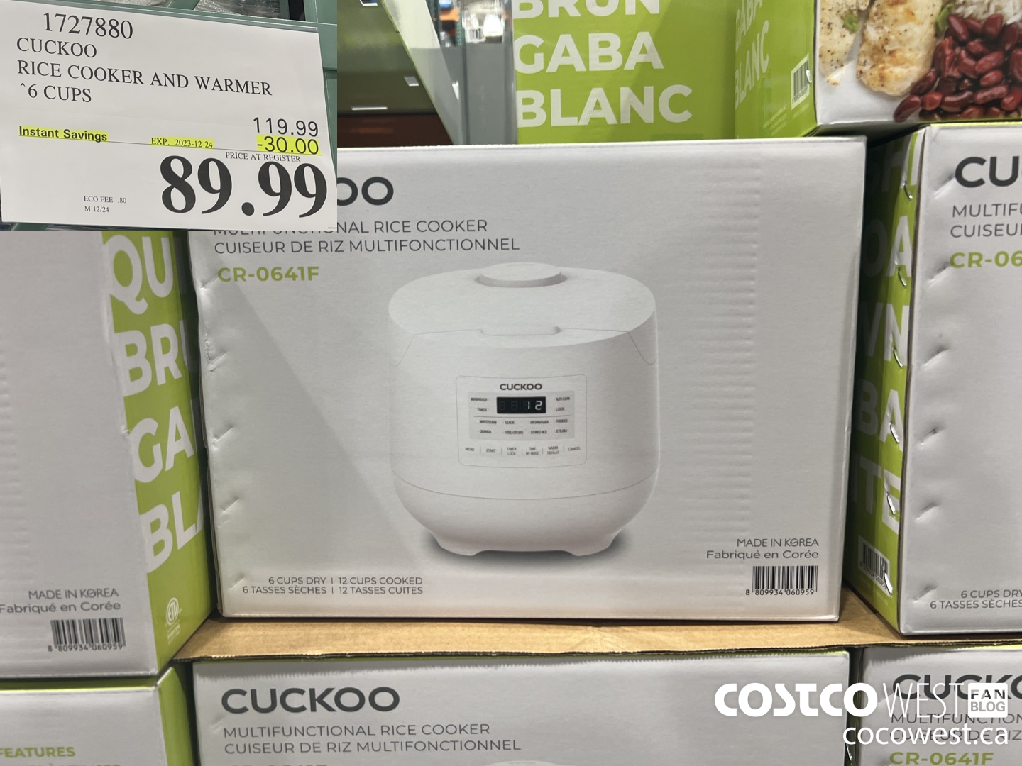 1727880 CUCKOO RICE COOKER AND WARMER 6 CUPS ($30.00 INSTANT SAVINGS EXPIRES ON 2023-12-24) $89.99