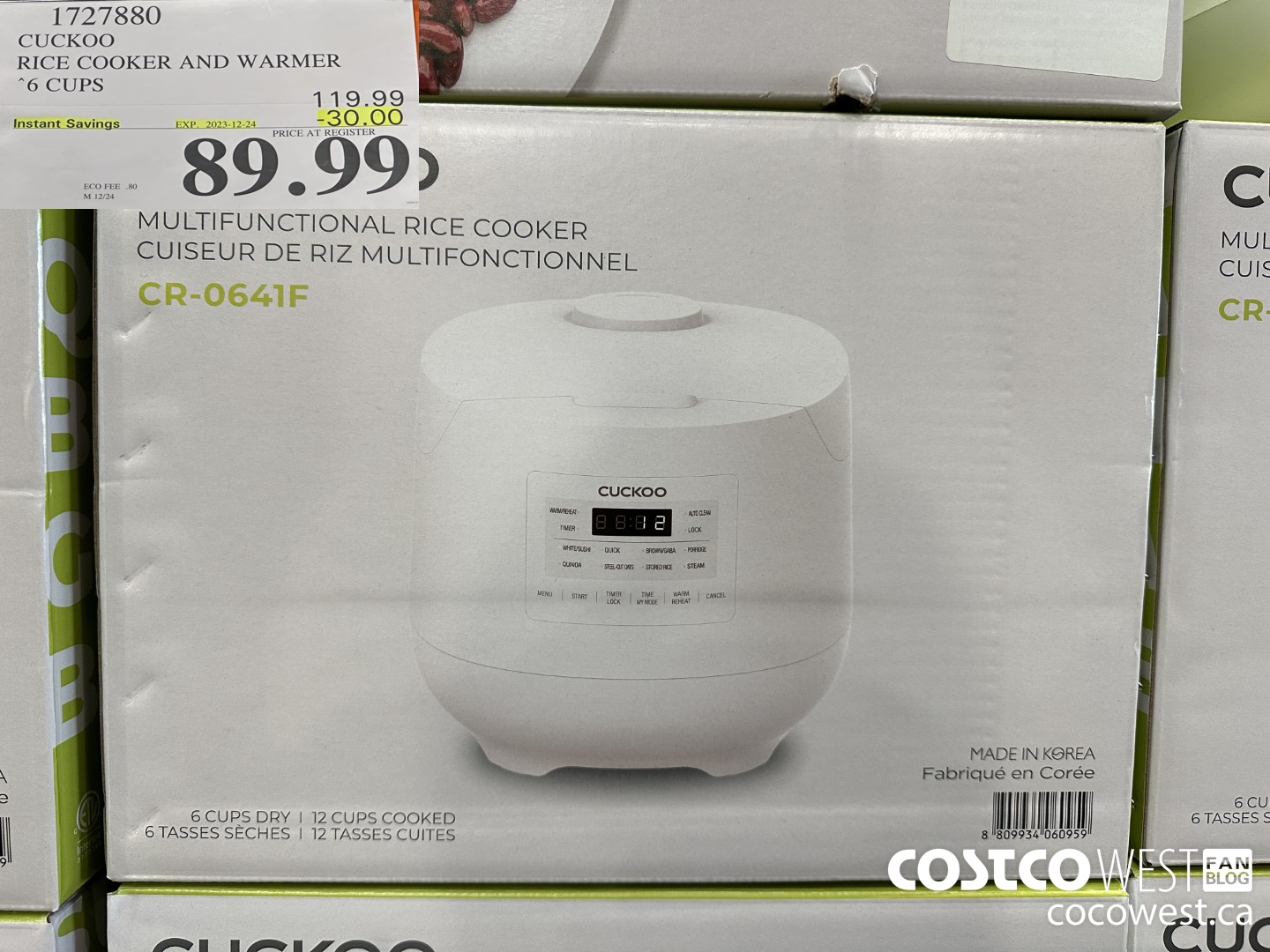 1727880 CUCKOO RICE COOKER AND WARMER 6 CUPS ($30.00 INSTANT SAVINGS EXPIRES ON 2023-12-24) $89.99