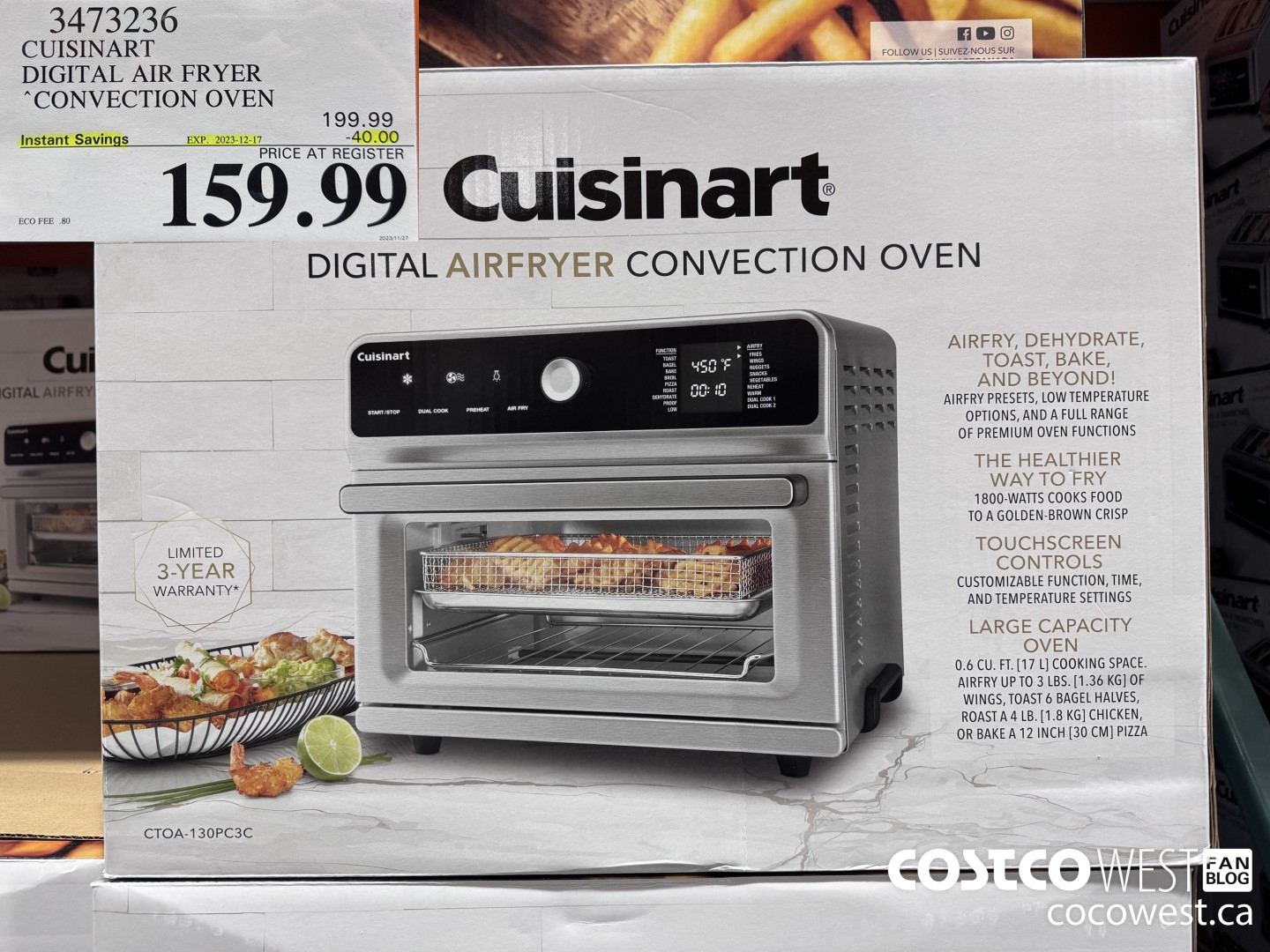 3473236 CUISINART DIGITAL CONVECTION AIRFRY OVEN ($40.00 INSTANT SAVINGS EXPIRES ON 2023-12-17) $159.99