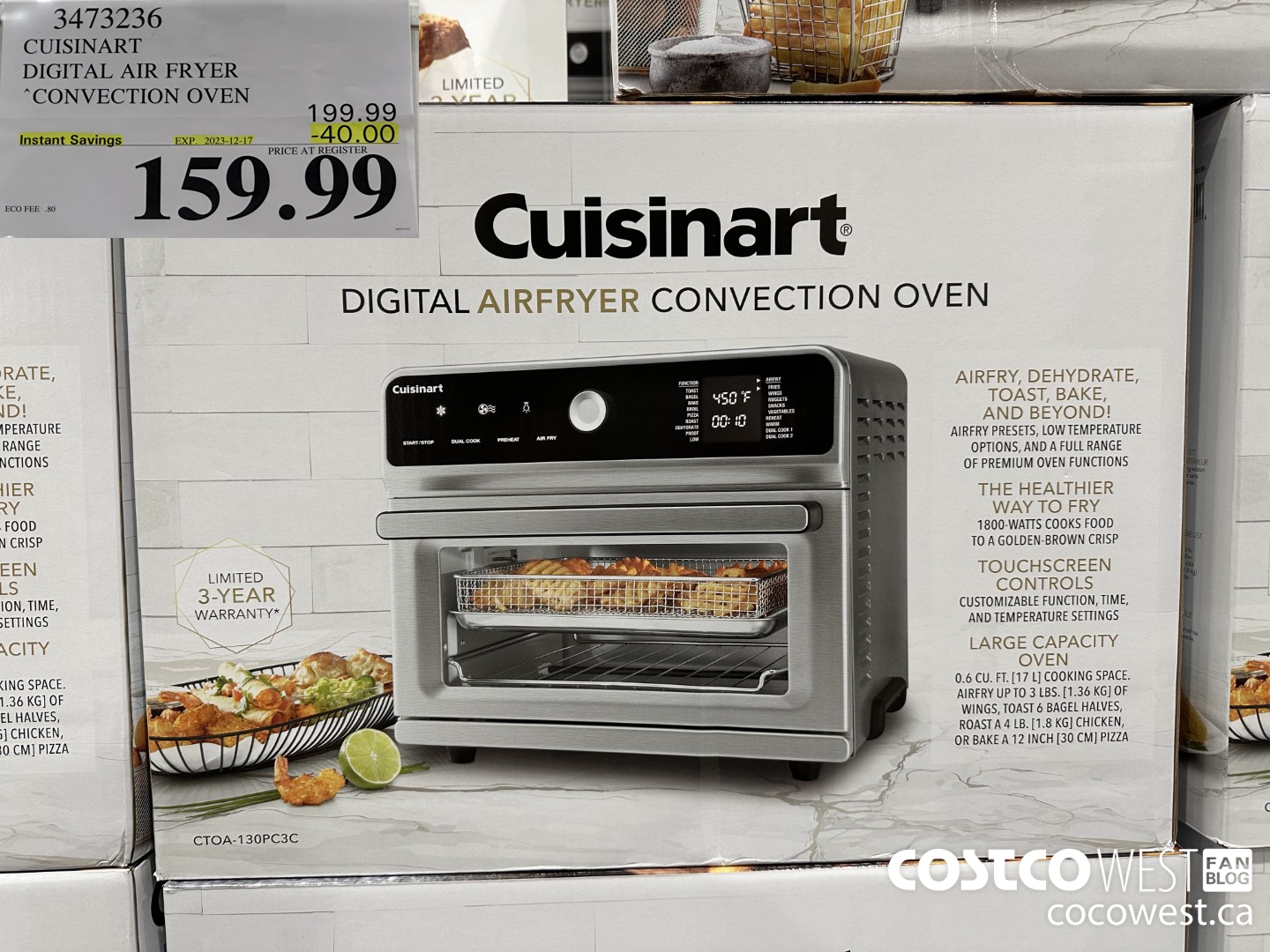 3473236 CUISINART DIGITAL CONVECTION AIRFRY OVEN ($40.00 INSTANT SAVINGS EXPIRES ON 2023-12-17) $159.99