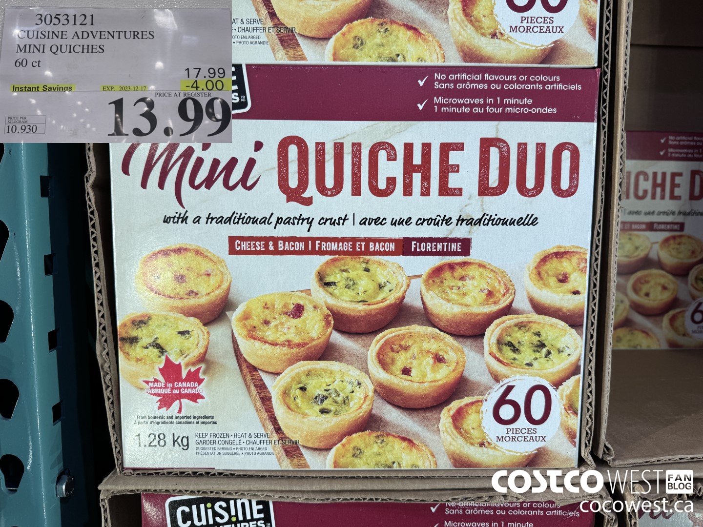 3053121 CUISINE ADVENTURES MINI QUICHES 60 CT ($4.00 INSTANT SAVINGS EXPIRES ON 2023-12-17) $13.99