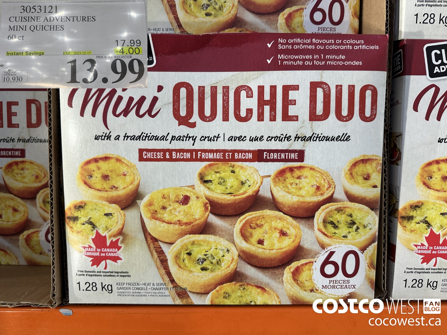 3053121 CUISINE ADVENTURES MINI QUICHES 60 CT ($4.00 INSTANT SAVINGS EXPIRES ON 2023-12-17) $13.99