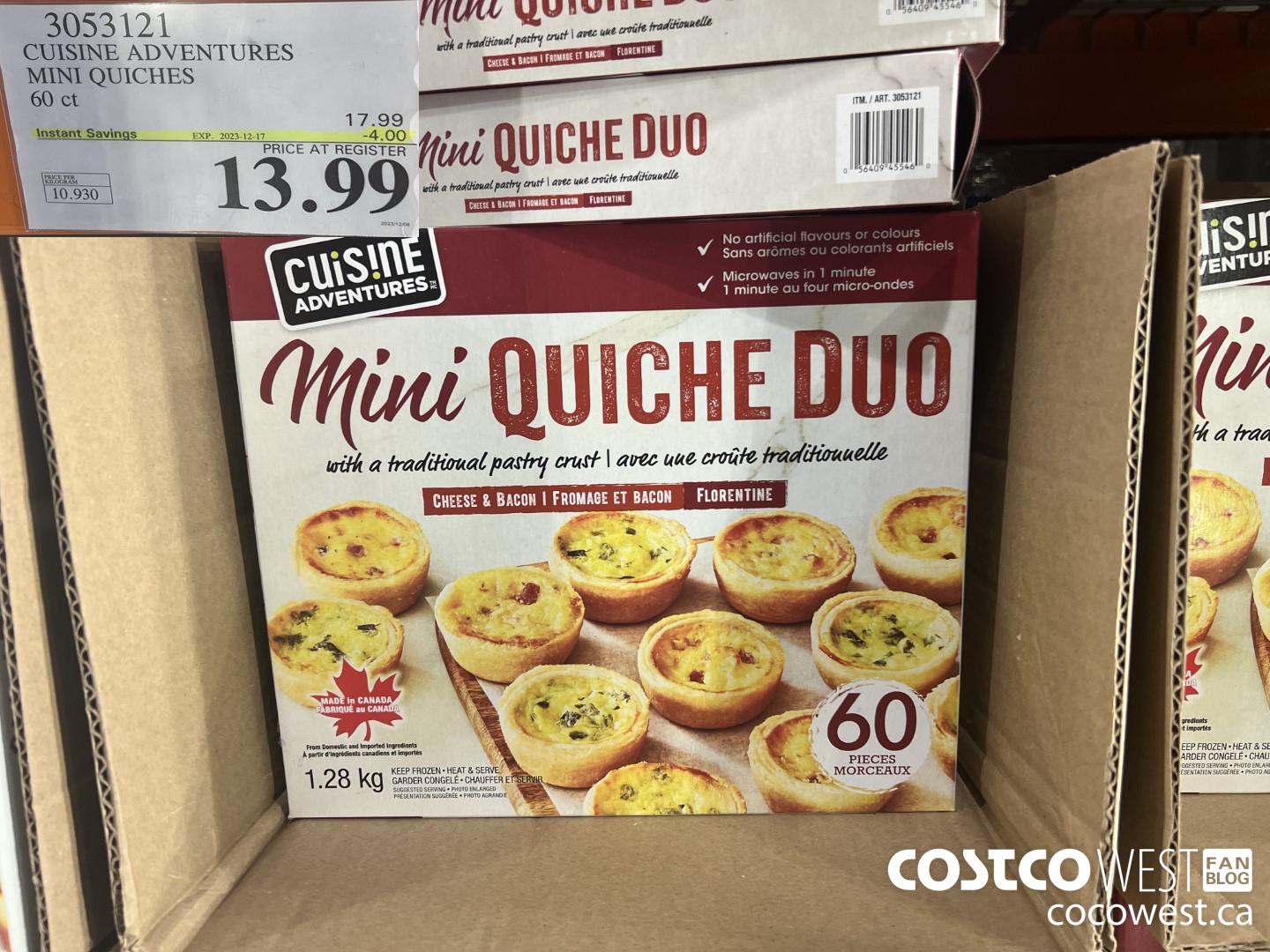 3053121 CUISINE ADVENTURES MINI QUICHES 60 CT ($4.00 INSTANT SAVINGS EXPIRES ON 2023-12-17) $13.99
