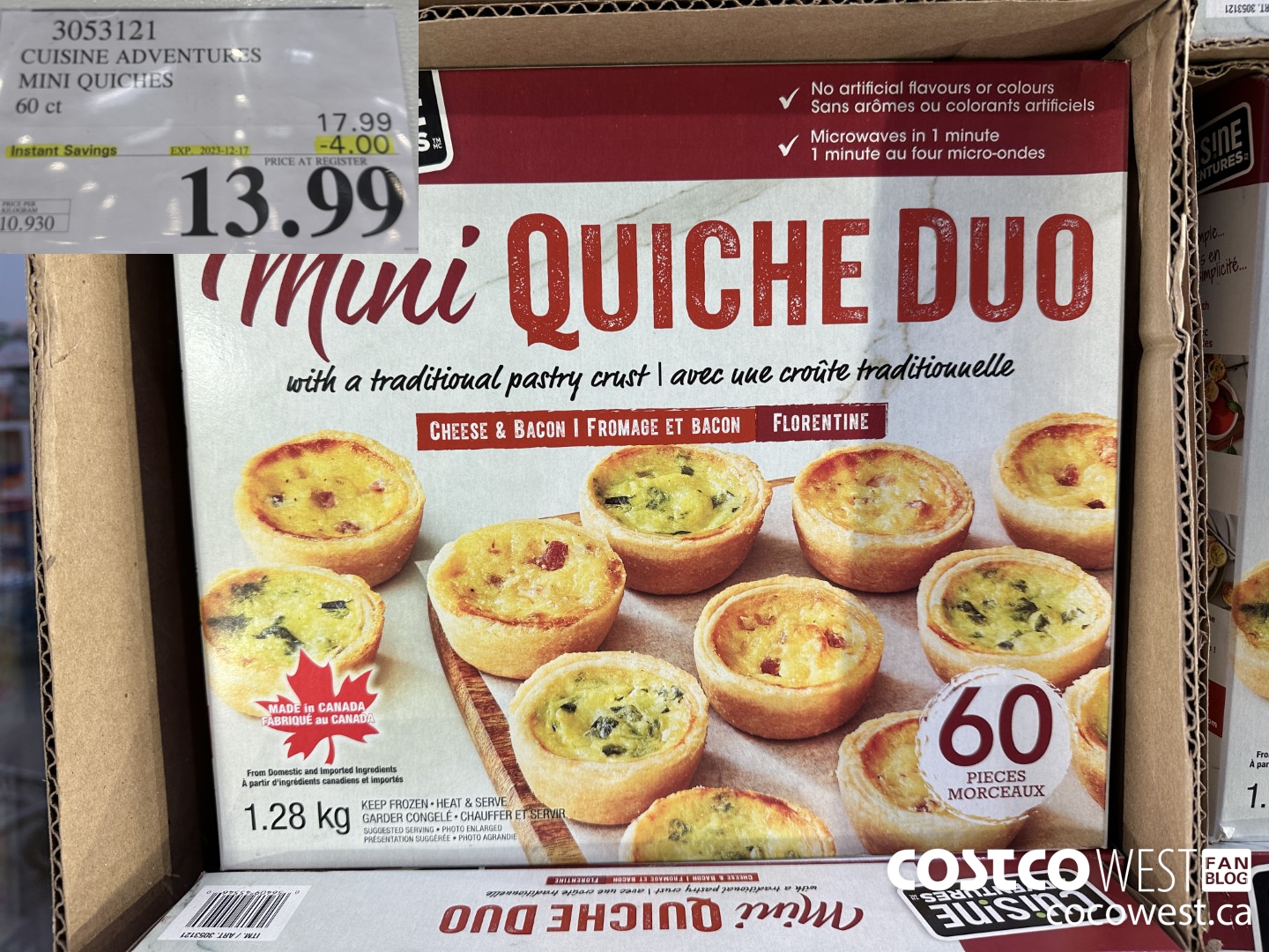 3053121 CUISINE ADVENTURES MINI QUICHES 60 CT ($4.00 INSTANT SAVINGS EXPIRES ON 2023-12-17) $13.99